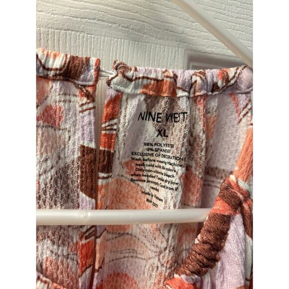 Nine West Peach, Purple Brown Tank Blouse XL - Picture 2 of 5